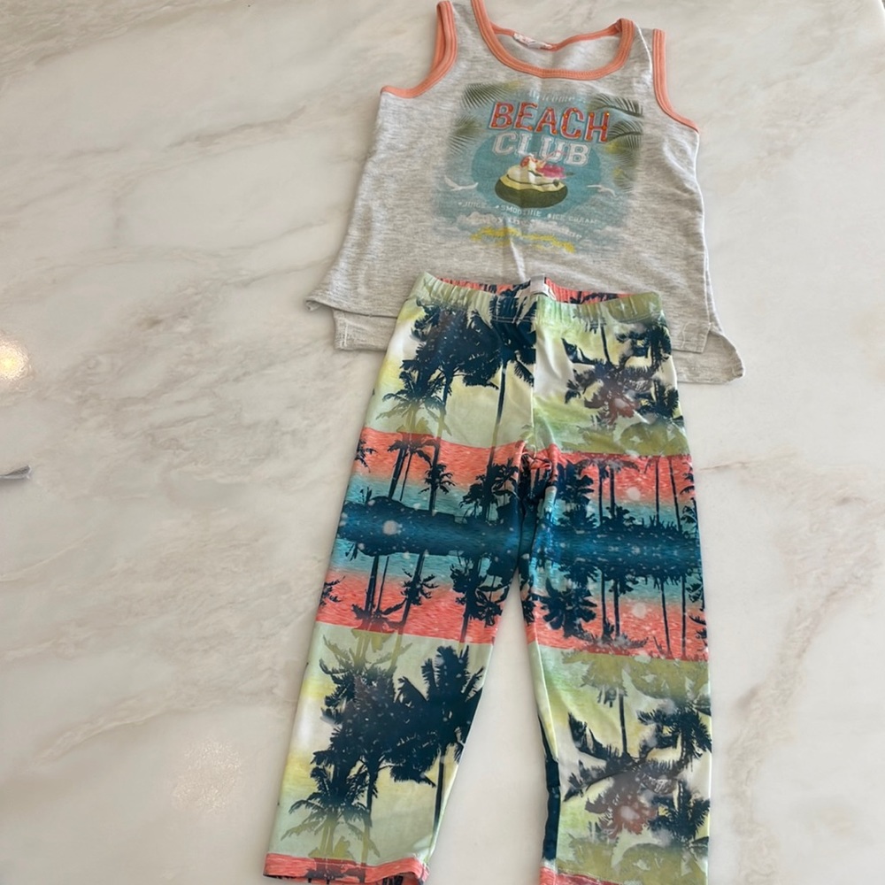 Sara Sara Girls 2 Piece Tropical Tank And Leggings Set